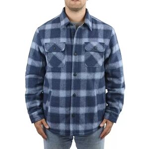 Jachs Men’s Sherpa-Lined Wool Blend Shirt Jacket Size Small Blue Plaid Flannel